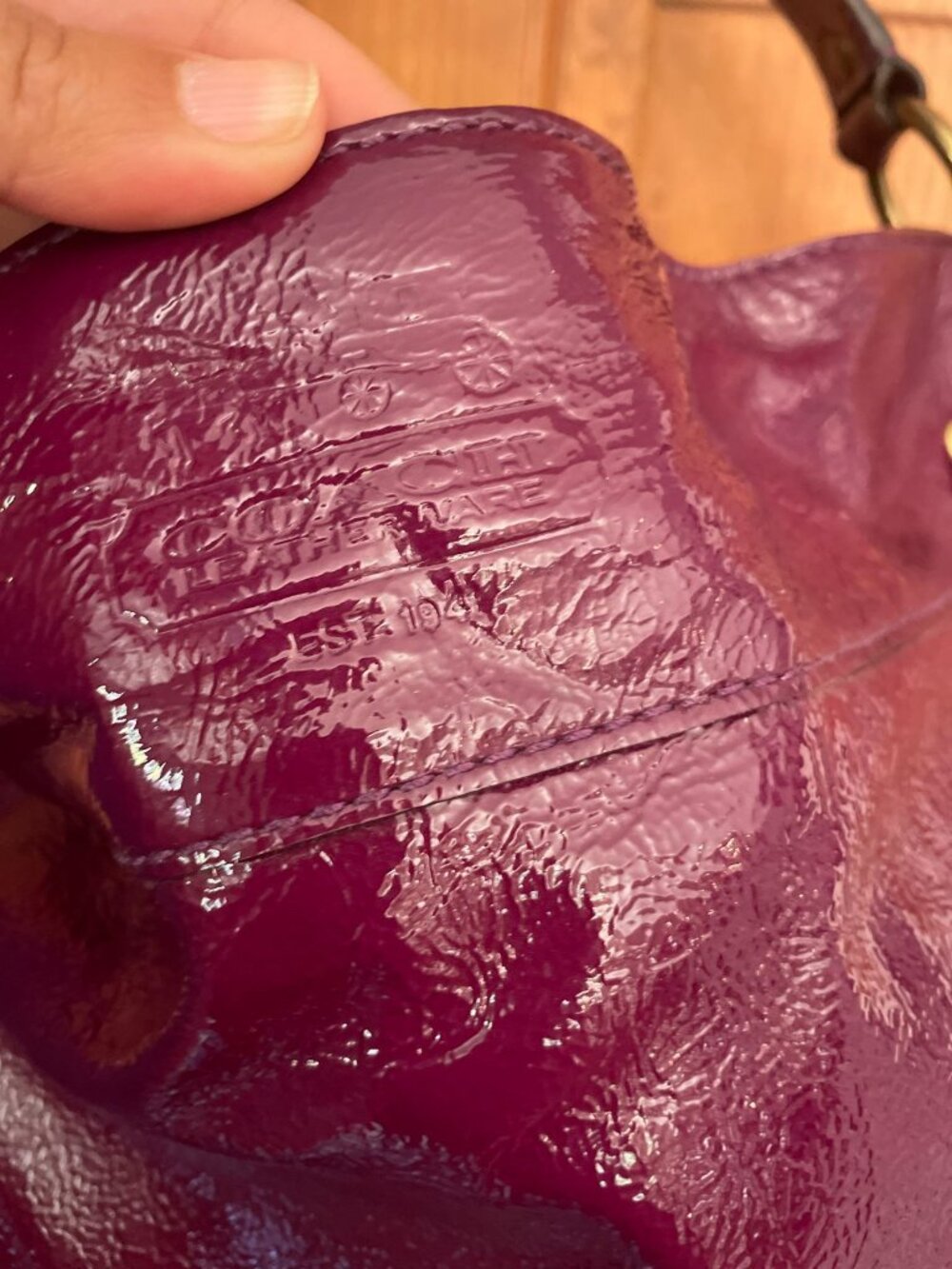 Coach Zoe Large Hobo Shoulder Bag Plum Purple Patent Leather Vintage 12776 - Picture 9 of 16